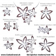 cesky granat, privesok s ceskym granatom 1651, granatovy privesok, strieborny privesok granatovy, privesok moderny kvet, privesok kvetiny, privesok kvetina striebro