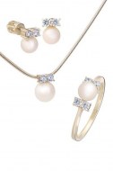 Zlatá luxusná zirkónovo-perlová kolekcia 258